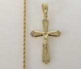 Plated Cross 2mm Rope/Braided Chain Necklace