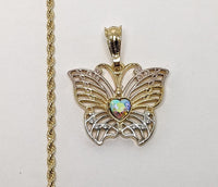 Plated Tri-Gold Butterfly 2mm Rope/Braided Chain Necklace