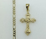 Plated Cross 3mm Figaro Chain Necklace