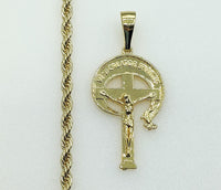Plated Cross 4mm Rope/Braided Chain Necklace