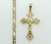 Plated Cross 4mm Figaro Chain Necklace