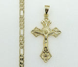 Plated Cross 4mm Figaro Chain Necklace