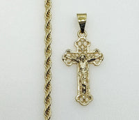 Plated Cross 4mm Rope/Braided Chain Necklace