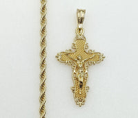 Plated Cross 4mm Rope/Braided Chain Necklace