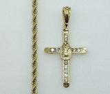 Plated Cross Virgin Mary 4mm Rope/Braided Chain Necklace