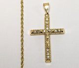 Plated Cross 2mm Rope/Braided Chain Necklace