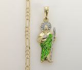 Plated Multicolor Saint Jude 4mm 14K Diamond Cut Figaro Chain Necklace