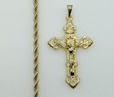 Plated Cross 4mm Rope/Braided Chain Necklace