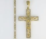 Plated Cross 3mm Figaro Chain Necklace