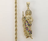 Plated Saint Jude 4mm Rope/Braided Chain Necklace