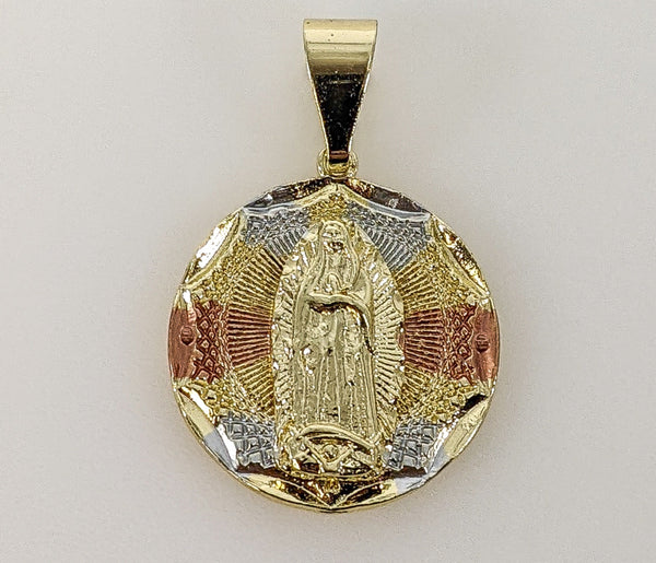 Plated Tri-Color Virgin Mary Pendant