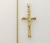 Plated Cross 2mm Rope/Braided Chain Necklace