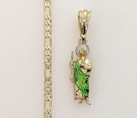 Plated Dainty Multicolor Saint Jude 3mm Figaro Chain Necklace