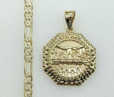 Plated The Last Supper 4mm 14K Diamond Figaro Chain Necklace