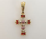 Plated Tri-Color Dainty Rose Cross Pendant