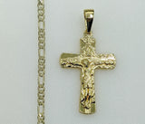 Plated Cross 3mm Figaro Chain Necklace