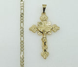 Plated Cross 3mm Figaro Chain Necklace