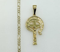 Plated Cross 3mm Figaro Chain Necklace