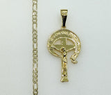 Plated Cross 3mm Figaro Chain Necklace