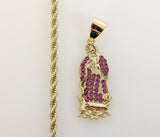 Plated Virgin Mary 3mm Rope/Braided Chain Necklace