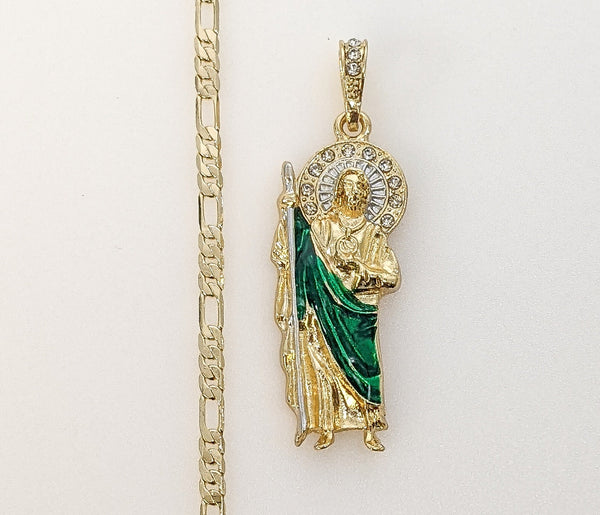 Plated Medium Multicolor Saint Jude 4mm Figaro Chain Necklace