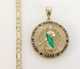 Plated Multicolor Saint Jude 4mm 14K Diamond Figaro Chain Necklace