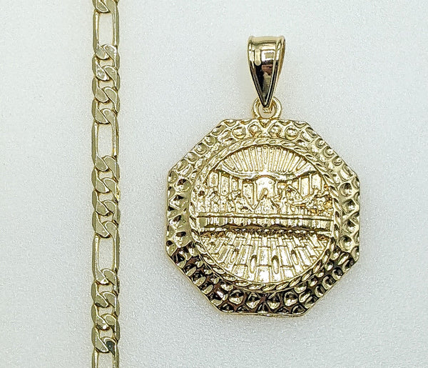Plated The Last Supper 4mm Figaro Chain Necklace