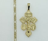 Plated Cross 4mm Figaro Chain Necklace