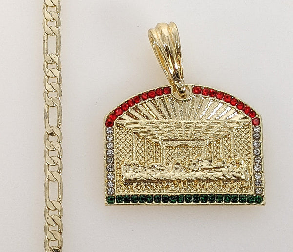 Plated The Last Supper 3mm Figaro Chain Necklace
