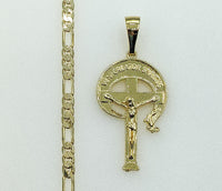 Plated Cross 4mm Figaro Chain Necklace