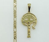 Plated Cross 4mm Figaro Chain Necklace