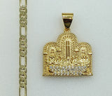 Plated Dainty The Last Supper 4mm Figaro Chain Necklace