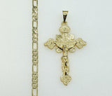 Plated Cross 4mm Figaro Chain Necklace