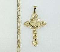 Plated Cross 4mm Figaro Chain Necklace