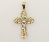 Plated Tri-Color Cross Pendant