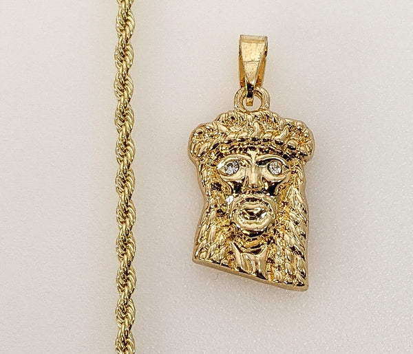 Plated Jesus 2mm Rope/Braided Chain Necklace