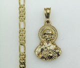 Plated Sacred Heart of Jesus 5mm Figaro Chain Necklace