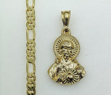 Plated Sacred Heart of Jesus 5mm Figaro Chain Necklace