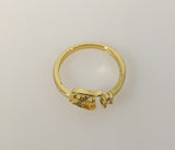 Plated Adjustable Initial Letter "E" Ring