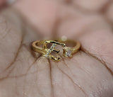 Plated Adjustable Initial Letter "E" Ring