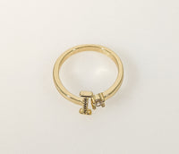 Plated Adjustable Initial Letter "I" Ring