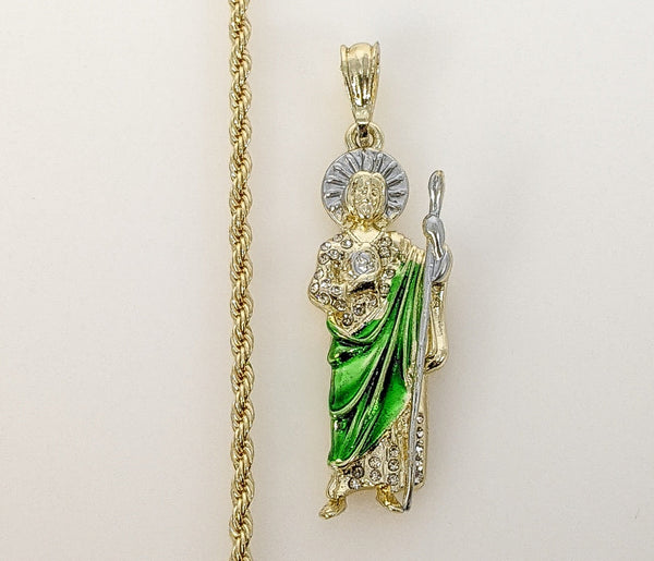 Plated Multicolor Saint Jude 3mm Rope/Braided Chain Necklace