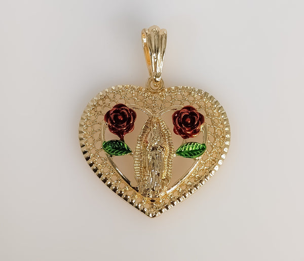 Plated Multicolor Virgin Mary Pendant