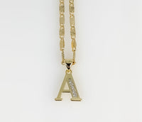 Plated Dainty Letter "A" 2mm Star Solid Chain Necklace