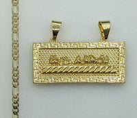 Plated The Last Supper Bar Pendant 3mm Figaro Chain Necklace