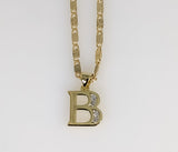 Plated Dainty Letter "B" 2mm Star Solid Chain Necklace