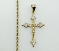 Plated Cross 3mm Rope/Braided Chain Necklace
