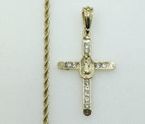 Plated Cross Virgin Mary 3mm Rope/Braided Chain Necklace