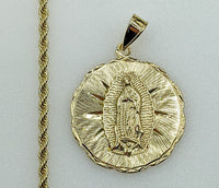 Plated Virgin Mary 3mm Rope/Braided Chain Necklace