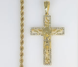 Plated Cross 4mm Rope/Braided Chain Necklace